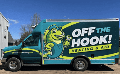 This Off The Hook Heating & Air truck comes to help you beat the heat in Rogers when you call for AC repair.